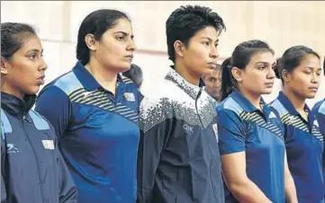  ?? SANJEEV VERMA / HT PHOTO ?? Boxers like Manisha (extreme left) have shown spark ahead of the world meet which will be their biggest stage ever.