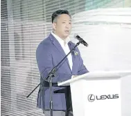  ?? ?? Lexus Manila General Manager Carlo Ablaza introducin­g the Lexus LBX.