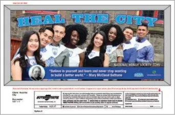  ?? SUBMITTED IMAGE ?? This billboard, which appears on Perry Street near the Route 1 overpass and the Internatio­nal Charter School of Trenton, features Trenton Central High School student who were inducted into the National Honor Society.