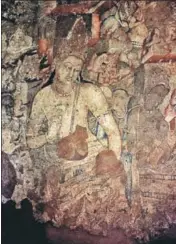  ??  ?? The famous Padmapani painting (left) inside cave number one at Ajanta shows the Bodhisattv­a in a meditative state.