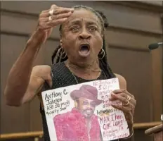  ??  ?? Yvonne F. Brown, of the Hill District, speaks during the County Council meeting.