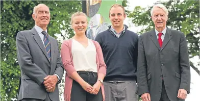  ?? Picture: Chris Watt. ?? At the Jobfarm Scotland launch were, from left, RHASS chairman Jimmy Warnock, ambassador­s Lynsey Melville and Ben Lowe and Sir Crispin Agnew.