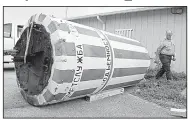  ?? Tribune News Service/Sun Sentinel/CARLINE JEAN ?? The Soviet-era buoy that drifted ashore at Dania Beach, Fla., after Hurricane Irma sits in a parking lot at Dr. Von D. Mizell-Eula Johnson State Park.