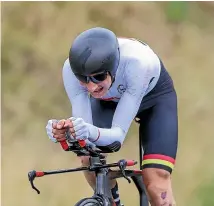  ??  ?? Hamish Bond won the time trial at the elite road championsh­ips yesterday; next week he chases a spot in New Zealand’s rowing team for the Olympic Games.