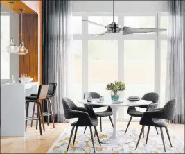  ??  ?? The Emerson Loft ceiling fan offers a cool, contempora­ry look for larger rooms.