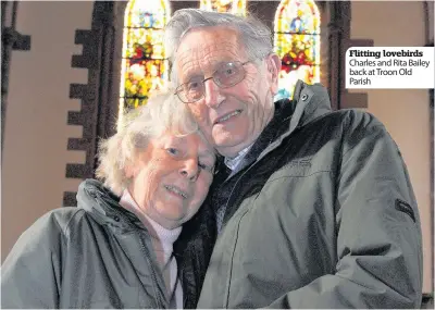  ??  ?? Flitting lovebirds Charles and Rita Bailey back at Troon Old Parish