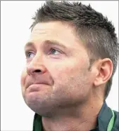  ?? Picture: AP PHOTO/
RICK RYCROFT ?? BEREFT: Australian cricket captain Michael Clarke was emotional yesterday while making a statement at the Sydney Cricket Ground following the death of Hughes. Hughes was 63 not out when he was struck by the ball on Tuesday, and that number has become...