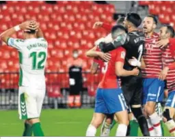  ?? ANTONIO L. SUÁREZ / EFE ?? Los jugadores del Granada festejan uno de los goles de los locales.