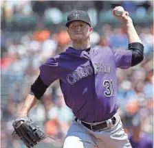  ?? JEFF CHIU, AP ?? The Rockies’ Kyle Freeland fell to 8-6 with a 3.84 ERA after a loss Wednesday. At one point, he was 7-3 with a 3.34 ERA.