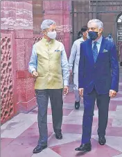  ??  ?? External affairs minister S. Jaishankar with Afghanista­n HCNR chairman Dr. Abdullah Abdullah in New Delhi on Friday