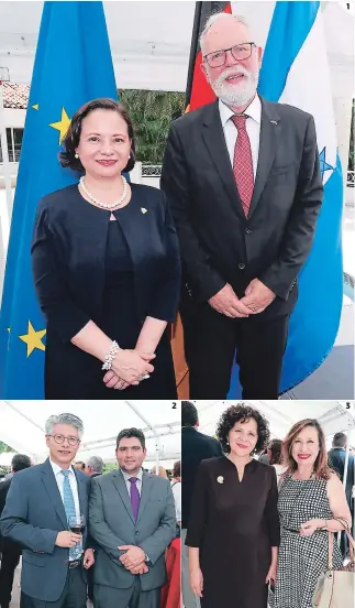  ??  ?? (1) La vicecancil­ler Norma Cerrato Sabillón junto al embajador de Alemania, Thomas Wriessnig. (2) Seung-ki Shin y Rolando Kattán. (3) Luz Marina Rivera y Sandra Noriega. 2 1 3