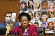  ?? J. SCOTT APPLEWHITE / AP ?? With photos of the young victims in Uvalde, Texas, behind her, Rep. Sheila Jackson Lee, D-texas, speaks in support of Democratic gun control measures in response to mass shootings in Texas and New York.