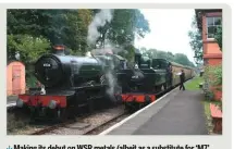  ??  ?? Making its debut on WSR metals (albeit as a substitute for ‘M7’ No. 30053) GWR ‘64XX’ 0-6-0PT No. 6435 arrives at Crowcombe Heathfield on October 7, passing ‘Hall’ No. 4936 Kinlet Hall, which was making its last gala appearance before being moved by...