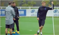  ?? AFP ?? Luke Shaw (right) during a training session at St George’s Park ahead of friendly against Spain on September 8. —