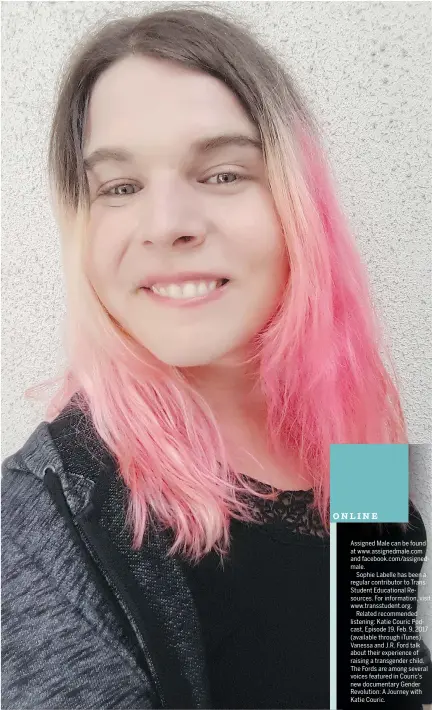  ?? SOPHIE LABELLE ?? In her teens, Sophie Labelle moved from her hometown near Châteaugua­y to Montreal, where for the first time she found a supportive trans-friendly network.