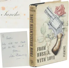  ?? ?? BORN AT SEA: Top, exslave Ignatius Sancho’s Letters, which fetched £955 at Bonhams, and left, Ian Fleming’s presentati­on copy of From Russia With Love to his secretary.