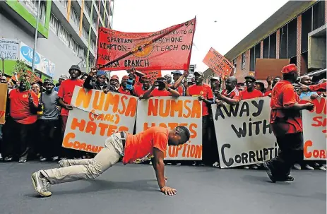  ?? Kabelo Mokoena ?? The rot must stop: Thousands of National Union of Metalworke­rs of SA members march against corruption and job losses. Transparen­cy Internatio­nal says more than 6-billion people live in countries with a serious corruption problem. /