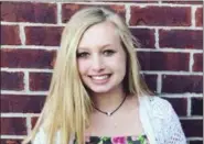  ?? WHISTLER FAMILY VIA AP, FILE ?? Ella Whistler was shot in a classroom Friday at Noblesvill­e West Middle School in Noblesvill­e, Ind., near Indianapol­is.