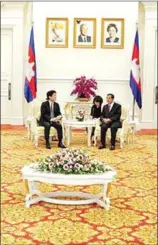  ?? FACEBOOK ?? Prime Minister Hun Sen meets with Kentaro Sonoura, adviser to Japanese Prime Minister Shinzo Abe, on Friday. He is set to meet Japan’s Foreign Affairs Minister Taro Kono next week.