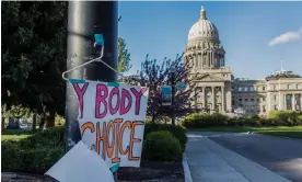  ?? Photograph: Sarah A Miller/AP ?? A sign advocating for reproducti­ve rights taped to a pole in front of the Idaho state capitol building in Boise on 3 May 2022.