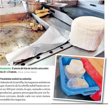  ?? /Fotos: Carlos Suárez ?? Aumento. El precio del kilo de tortilla varía entre los 22 y 23 pesos.