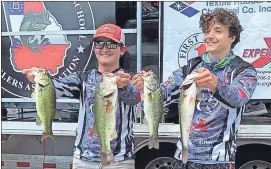  ?? Tim Godsey ?? Ridgeland seniors Ryan Godsey and Dakota Harris pulled in 12.16 pounds of fish on Saturday to win a Northwest Georgia High School Anglers Associatio­n tournament on Lake Weiss in Alabama. A team from Ringgold, Brayden Milling and Christian Balistreri (9.04 pounds), placed fourth.