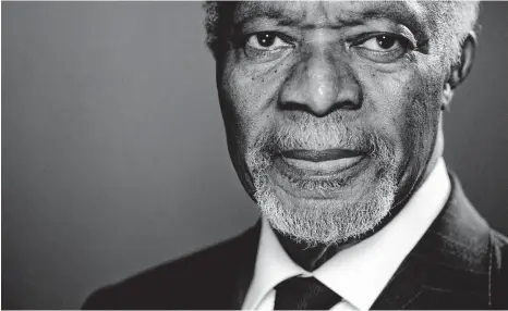  ?? FOTO: AFP ?? Ein Großer hat die Weltbühne verlassen. Kofi Annan kämpfte bis zuletzt für eine friedliche­re Welt. Am Samstag ist er gestorben.