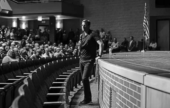  ?? Brittany Greeson, © The New York Times Co. file ?? U.S. Rep. Justin Amash holds a town hall in Grand Rapids, Mich., in 2019. The former Republican became the first-ever Libertaria­n in Congress, but he didn’t seek reelection.