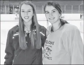  ?? SUBMITTED PHOTO ?? Sarah Scammell, left, and Mykaela Sherry are co-captains with Wilson’s Home Heating Cyclones midget AA team.