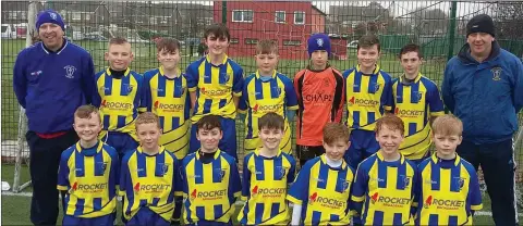  ??  ?? Back (from left): Chris Houghton (coach), Brandon Treacy, Eoin Doyle, Darby Purcell, Tiernan Doyle, Killian Whelan, Harry Curtis, Jack Dempsey, James Whelan (manager). Front (from left): Jack Corcoran, Charlie Hynes, Oisín Kavanagh, Eoghan O Lionáin,...