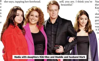  ?? ?? Nadia with daughters Kiki-Bee and Maddie and husband Mark
Nadia Sawalha is supporting David Lloyd Clubs’ mission to encourage Brits to say no to fitness fads and yes to a lifetime of wellness