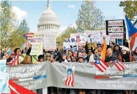  ?? LENIN NOLY/EFE ?? Los manifestan­tes exigieron apoyo frente al Capitolio.