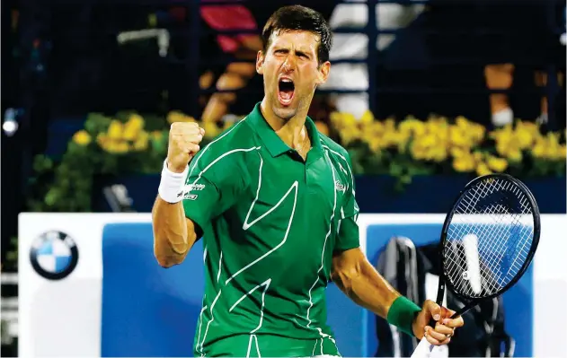  ?? Agence France-presse ?? ↑
It is the seventh time that Novak Djokovic has won more than 20 matches on the trot.