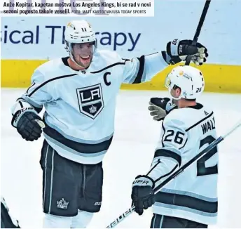  ?? FOTO: MATT KARTOZIAN/ USA TODAY SPORTS ?? Anže Kopitar, kapetan moštva Los Angeles Kings, bi se rad v novi sezoni pogosto takole veselil.