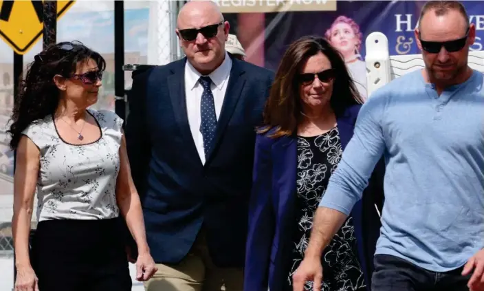  ?? Photograph: Brian Snyder/Reuters ?? Family and friends of Jack Teixeira, the US national guardsman accused of leaking military secrets, arrive for hearing at courthouse in Worcester, Massachuse­tts, 19 May.