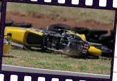  ??  ?? Young guns duke it out. Alex Phillis narrowly avoids Peter Hickman after the Team UK rider crashed out of the lead at MG Corner in the final race of the Phillip Island Internatio­nal Challenge. Hickman walked away unscathed but he was very lucky not to...