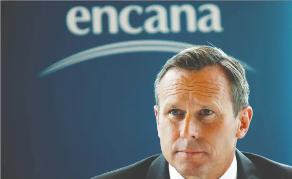  ?? JEFF MCINTOSH/THE CANADIAN PRESS ?? Encana CEO Doug Suttles has announced that despite Encana’s “long and proud history in Canada,” it will be renamed Ovintiv and move to the U.S.