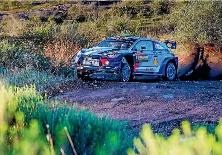  ??  ?? New Zealand driver Hayden Paddon recorded two stage wins at Rally Argentina yesterday.