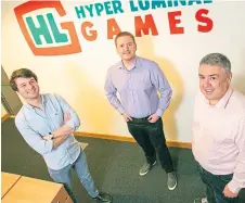  ?? ?? Hyper Luminal creative director Rob Madden, chief executive Stuart Martin and chairman Sean Tracey.