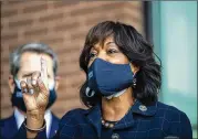  ?? AJC 2021 ?? Morehouse School of Medicine President Dr. Valeria Montgomery Rice said wearing masks and social distancing, along with vaccinatio­ns, can help create a safe environmen­t at colleges.