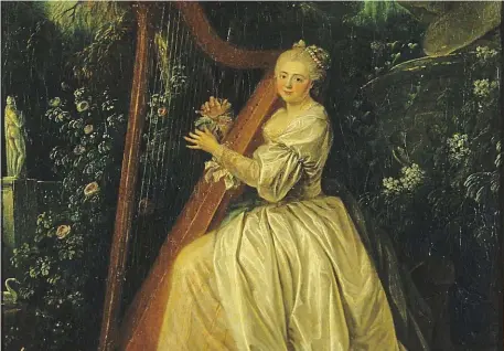  ?? | PHOTO : LES AMIS DE LAMBALLE ET DU PENTHIÈVRE ?? Portrait de Rose Perrine intitulé « Mme Bellecour à la harpe », de Lié Louis Périn-Salbreux (1753-1817). Ce tableau a été offert à la Comédie-Française en février 1818.