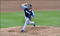  ?? KYLE FRANKO — TRENTONIAN PHOTO ?? Bisons starting pitcher Connor Overton throws to the plate in the fourth inning against Worcester during a Triple-A game on Sunday afternoon in Trenton.