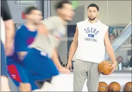  ?? MATT ROURKE — THE ASSOCIATED PRESS ?? The 76ers’ Ben Simmons was a holdout in training camp in the wake of his offseason trade demand. He reported last week and practiced Sunday and Monday.
