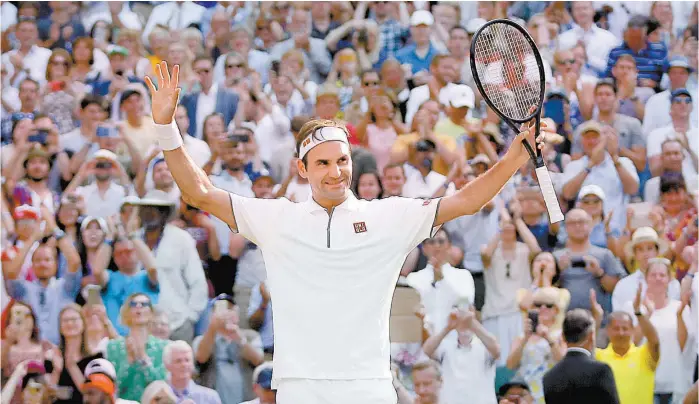  ?? AP ?? Roger Federer sumó otra marca a su carrera y va de nuevo ante su más grande rival, Rafael Nadal