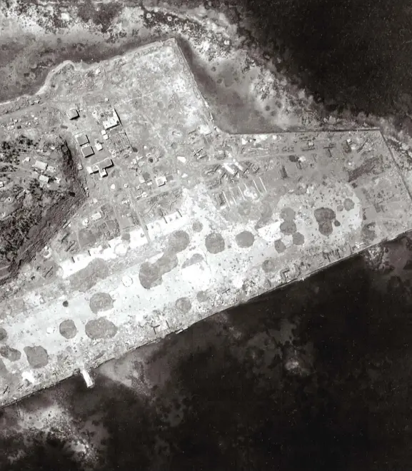  ??  ?? The Phantom was pre-glass cockpit and relied on steam gauges and the pilot to do its job. There were no computers to help the pilot. (Photo by Ted Carlson) Overhead aerial view of beleaguere­d Eten Island shows the pockmarked 3500-foot runway and...