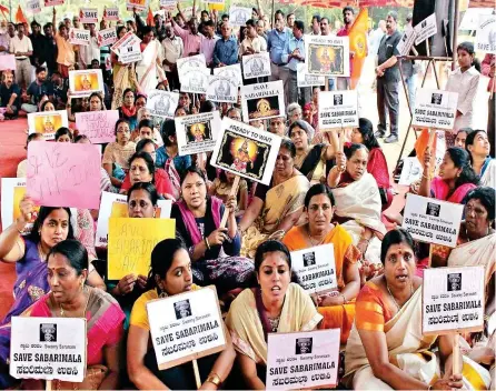  ??  ?? The agitation at Sabarimala is incongruou­s with an age when reforms across the world favour encouragin­g and granting more facilities to women