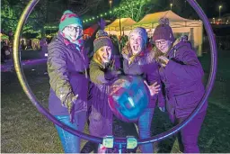  ?? Picture: Mhairi Edwards. ?? Emily Caswell, Kerry Macfarlane, Cally MacPherson and Samantha Craig play Quidditch.