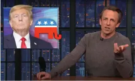  ?? Photograph: Youtube ?? Seth Meyers: ‘Trump talks about presidenti­al powers like they’re Mountain Dew flavors – “I have total authority, ultimate immunity and most importantl­y, I have wild berry blast!”’