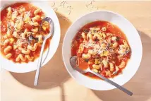  ??  ?? Pasta Fagioli With Zucchini is a feel-good comfort food powered by plant protein, chock-full of vegetables. Make a pot of it on a weekend to have in the refrigerat­or for busy weeknights.