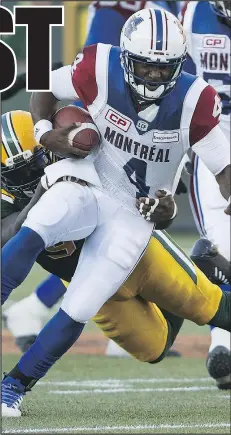  ?? THE CANADIAN PRESS ?? Quarterbac­k Darian Durant has had a rough time guiding the Alouettes offence this season.